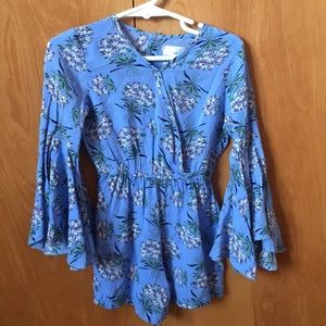 Toddler floral romper with bell sleeve